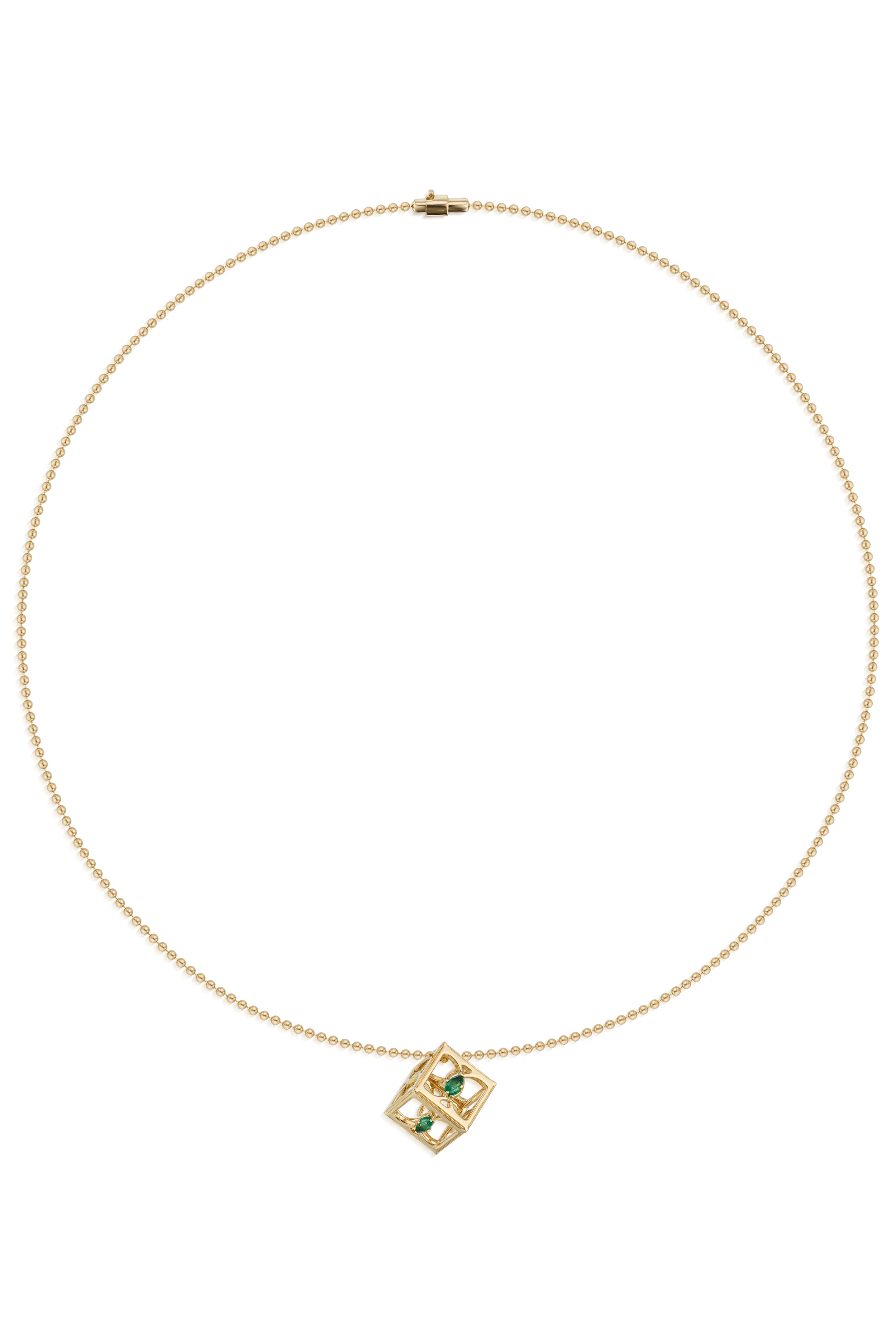 Cube Pendant With Emerald