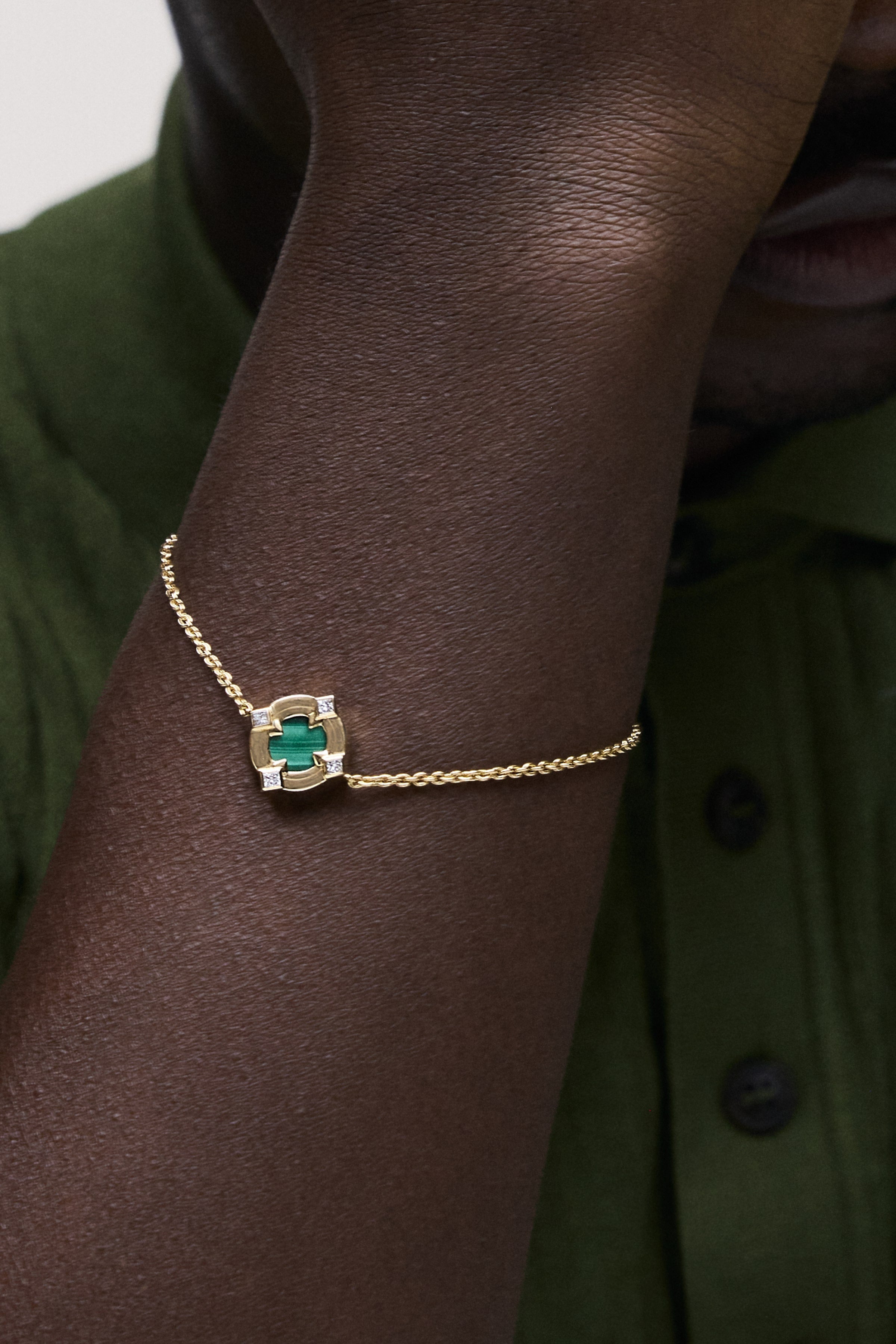 Compass Bracelet With Malachite