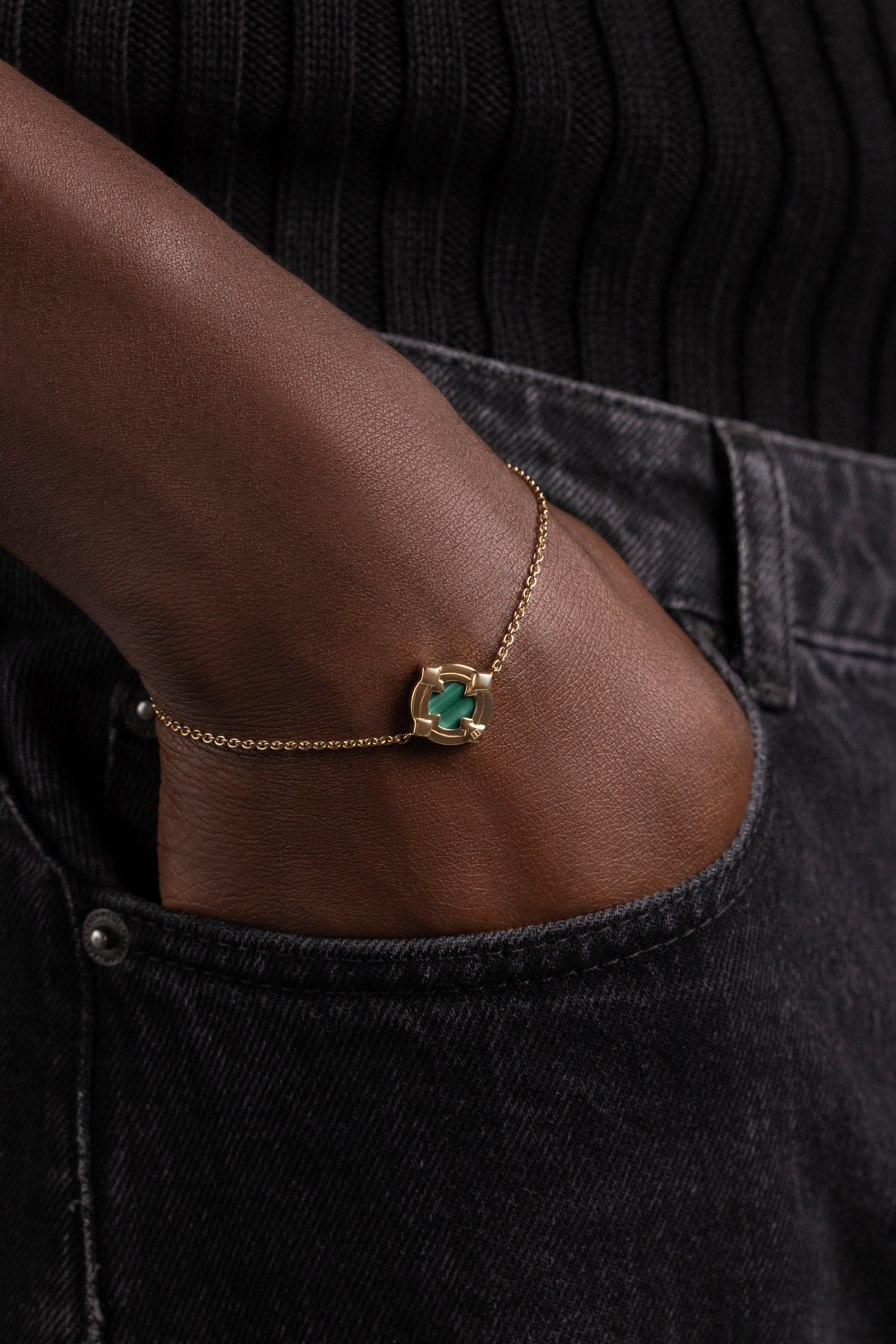 Compass Bracelet With Malachite