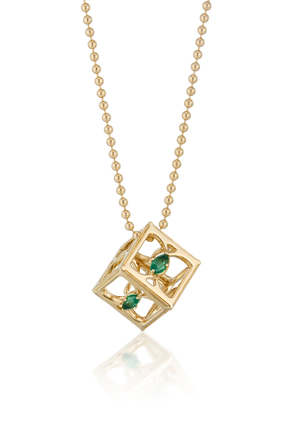 Cube Pendant With Emerald
