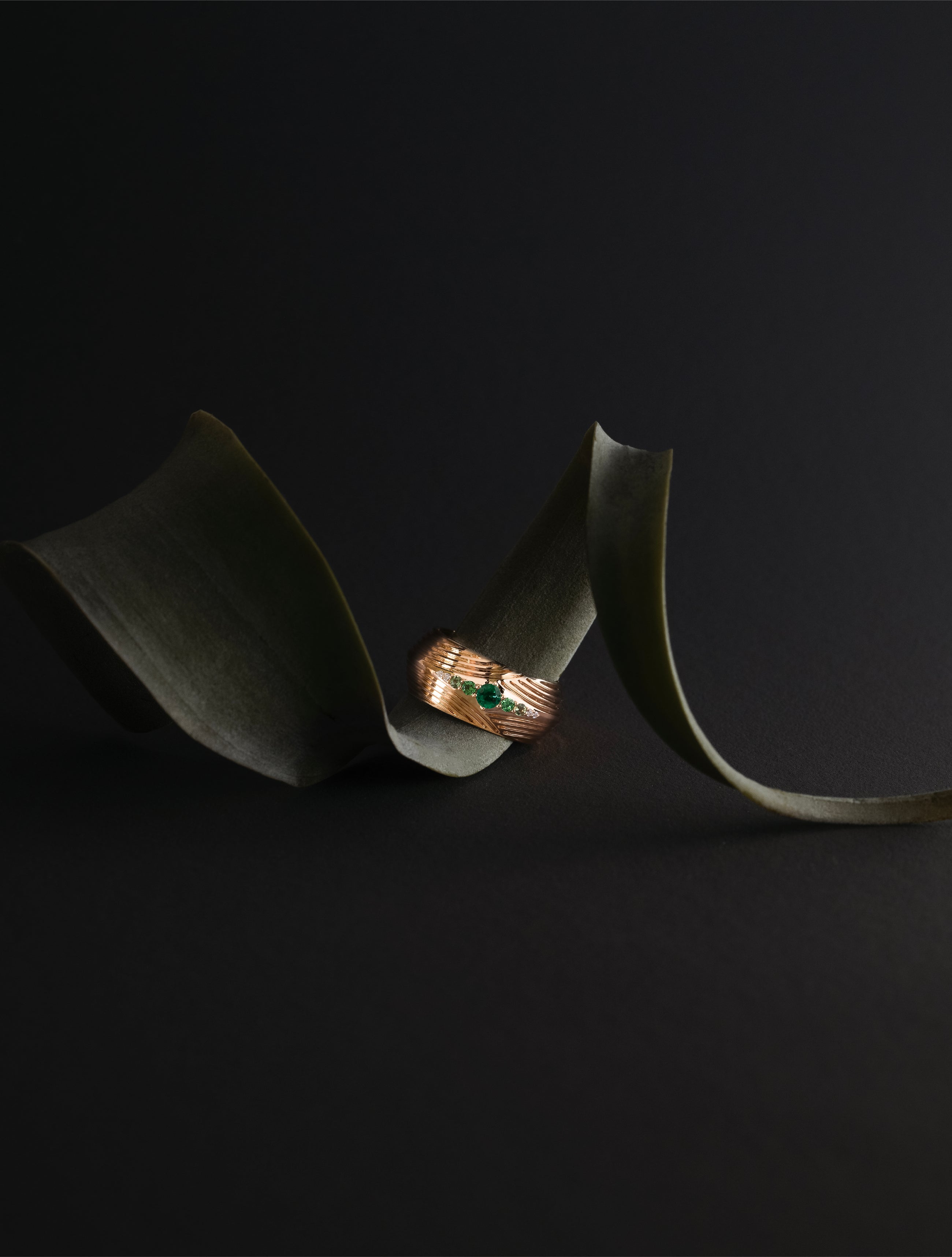 Braided Ring, Emerald