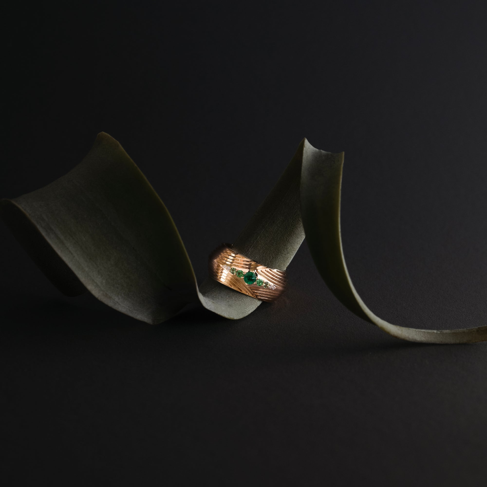 Braided Ring, Emerald