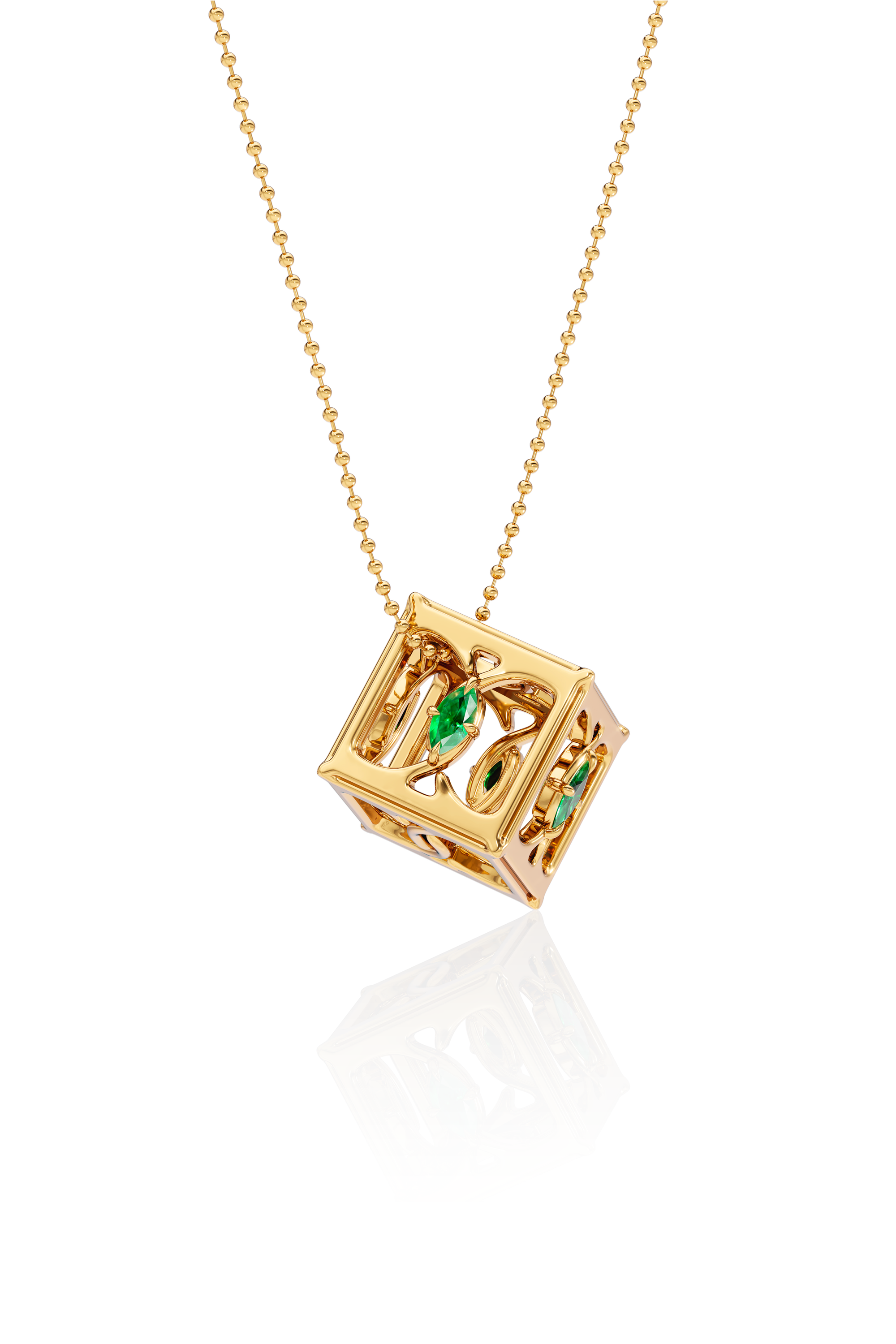 Cube Pendant With Emerald