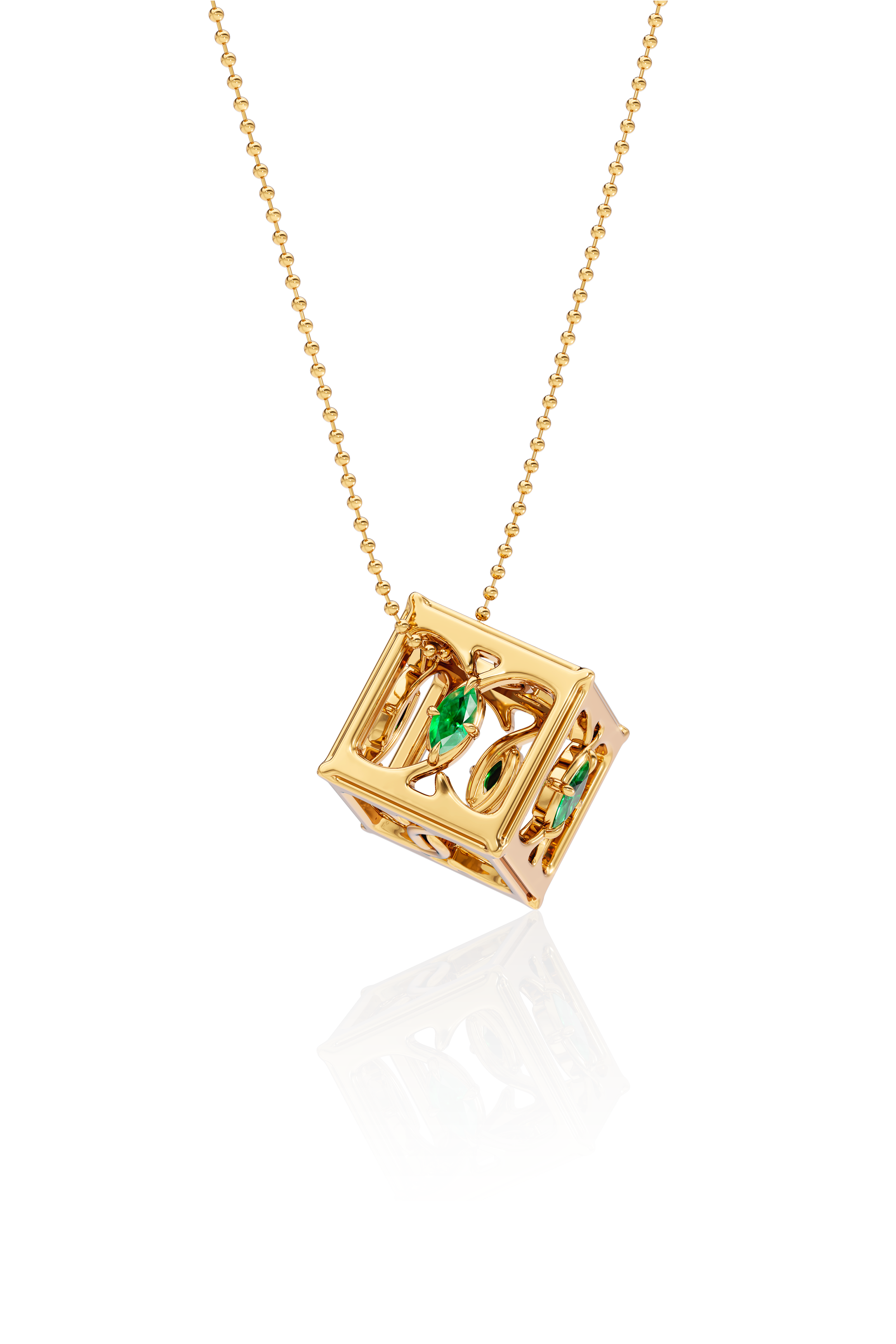 Cube Pendant With Emerald