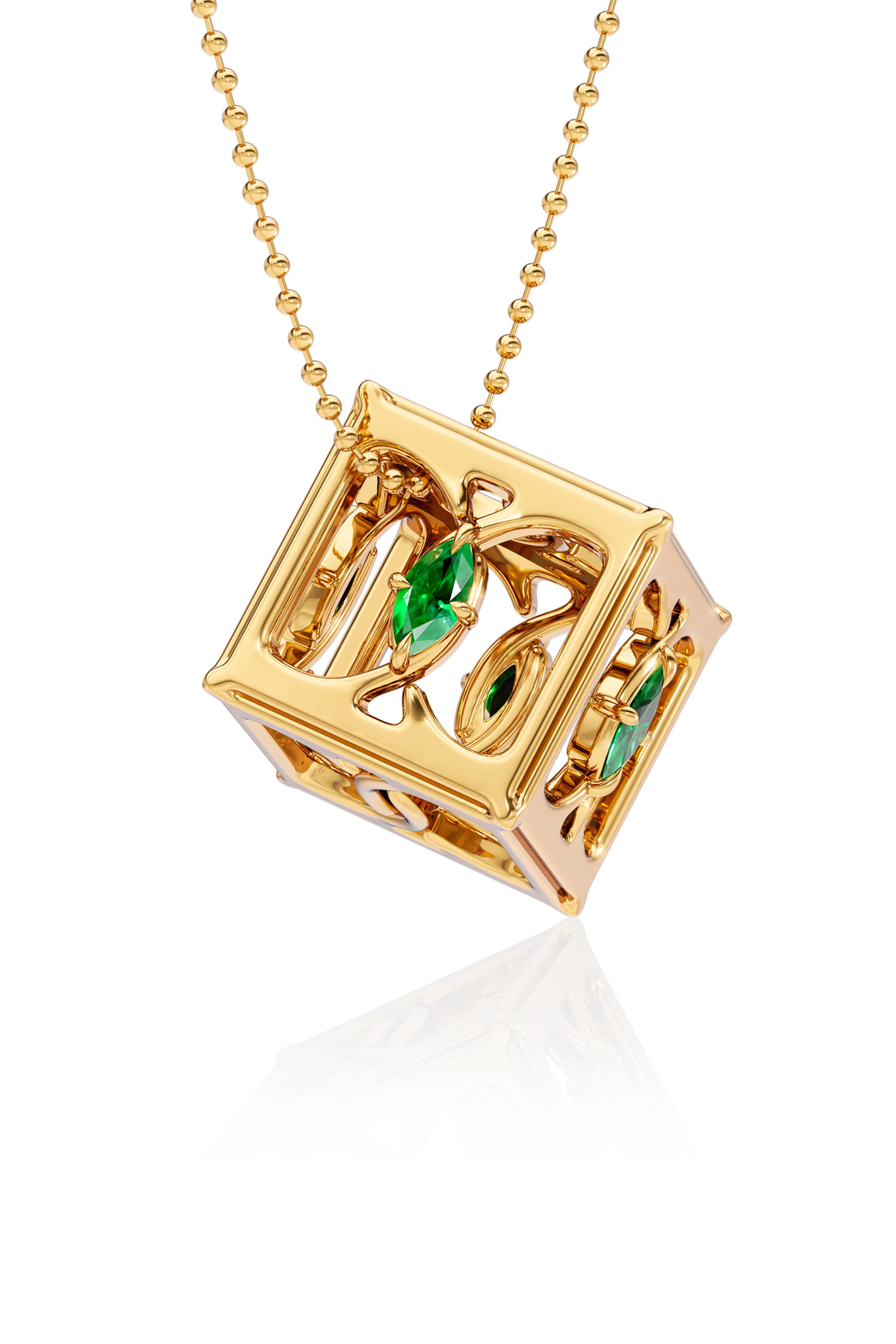 Cube Pendant With Emerald